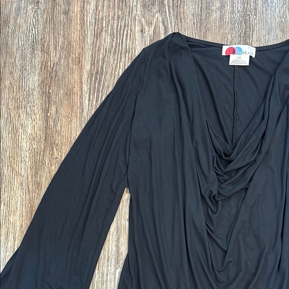 Free People Beach Black Long Sleeve Drape Coverup Swim Dress Women's Size Large - Picture 7 of 9